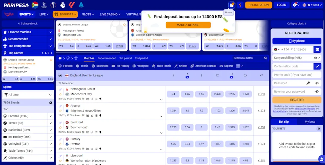 Paripesa Sports Betting Screenshot